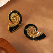 FYD6197EH-black-Drip Oil Conch Earrings