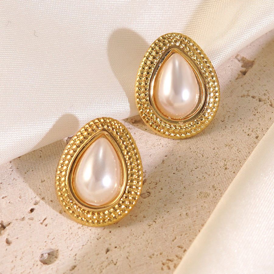 Oval Earrings For Women Made Of Durable 304 Stainless Steel In Elegant Steel Color