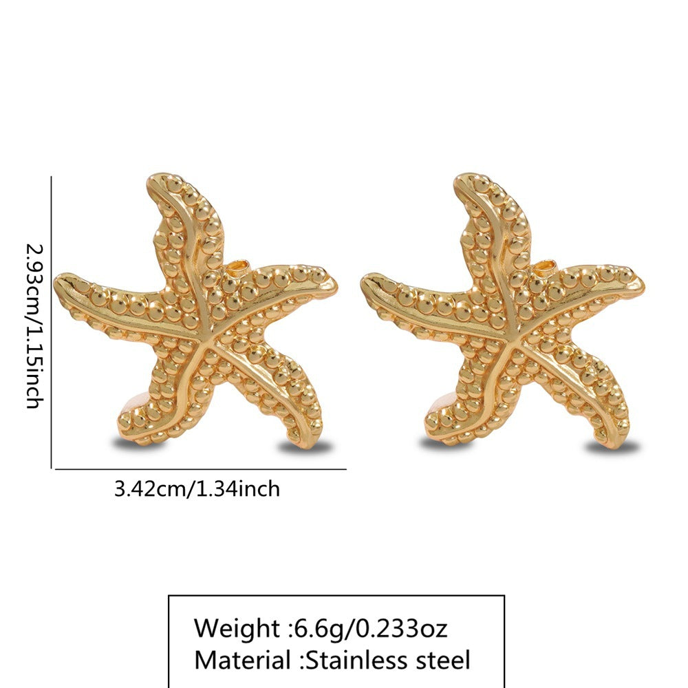 Starfish Earrings For Everyday Wear In Simple Style Made Of Durable Titanium Steel