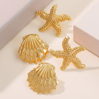 Starfish Earrings For Everyday Wear In Simple Style Made Of Durable Titanium Steel