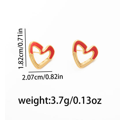 Heart Shape Enamel Stud Earrings For Women Made Of Durable Titanium Steel
