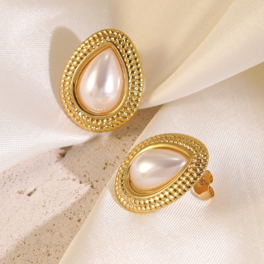 Oval Earrings For Women Made Of Durable 304 Stainless Steel In Elegant Steel Color