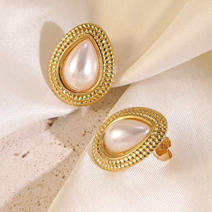 Oval Earrings For Women Made Of Durable 304 Stainless Steel In Elegant Steel Color