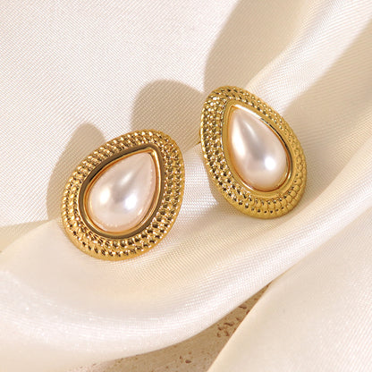 Oval Earrings For Women Made Of Durable 304 Stainless Steel In Elegant Steel Color