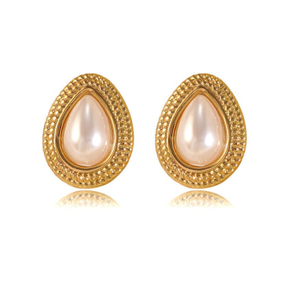 Oval Earrings For Women Made Of Durable 304 Stainless Steel In Elegant Steel Color
