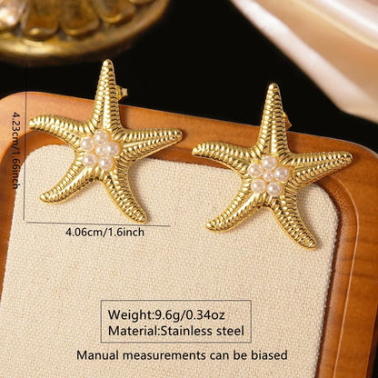Starfish Earrings For Everyday Wear In Simple Style Made Of Durable Titanium Steel
