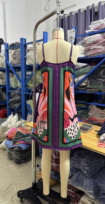 Floral Sleeveless V Neck Casual Regular Dress In Polyester Fabric With Above Knee Length