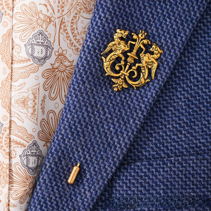Silver Men's Lapel Pin Suit Style With Chain Zinc Alloy Animal Lapel Brooch Jewelry