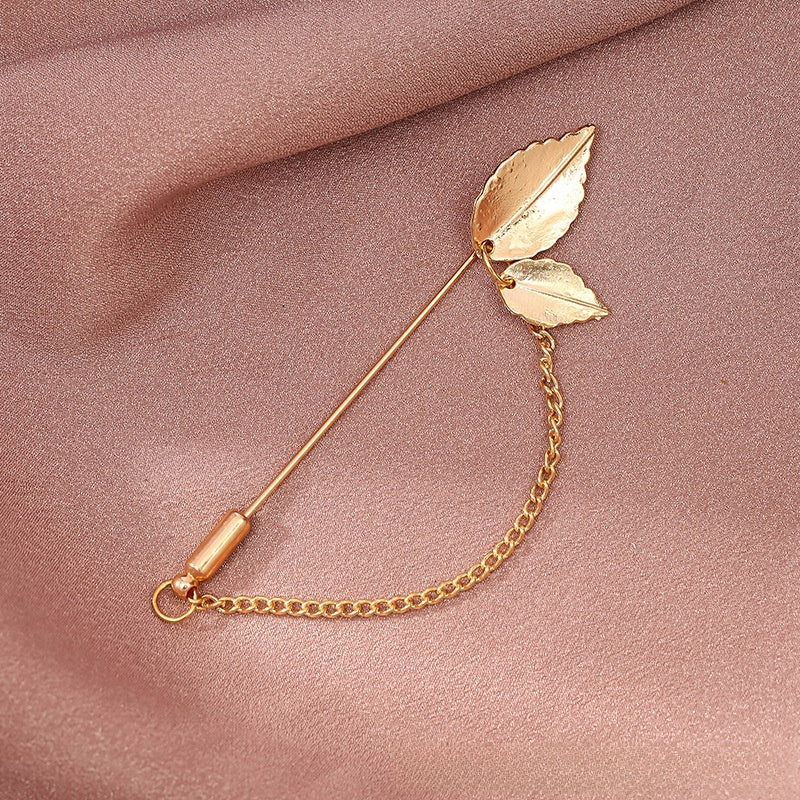 Silver Men's Lapel Pin Suit Style With Chain Zinc Alloy Animal Lapel Brooch Jewelry
