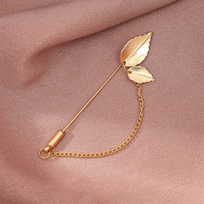 Silver Men's Lapel Pin Suit Style With Chain Zinc Alloy Animal Lapel Brooch Jewelry