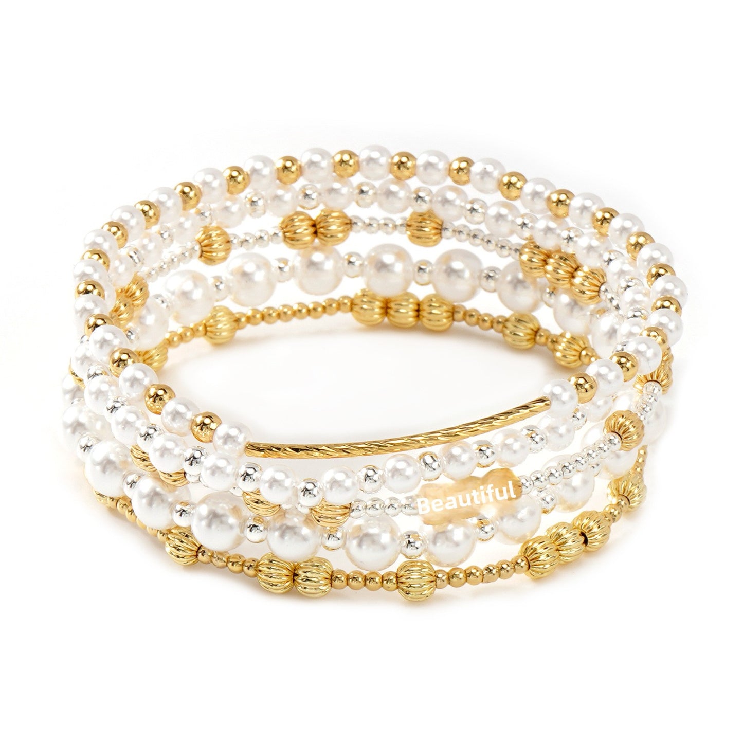 Multi-Piece Pearl Gold Bracelet Set Exquisite Beads Gold Accessories Matching Craftsmanship Daily Date Out Jewelry For Women Simple Style