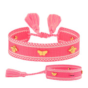 Butterfly and Bee Rivet Metal Braided Bracelet-159