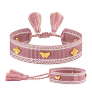 Butterfly and Bee Rivet Metal Braided Bracelet-83