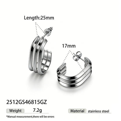 Color Block Earrings For Women In Golden Titanium Steel