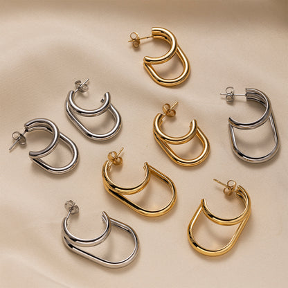 For Stud Earrings Made Of Titanium Steel With 18K Real Gold Plated Finish