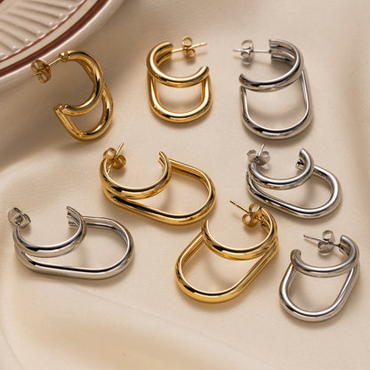 For Stud Earrings Made Of Titanium Steel With 18K Real Gold Plated Finish