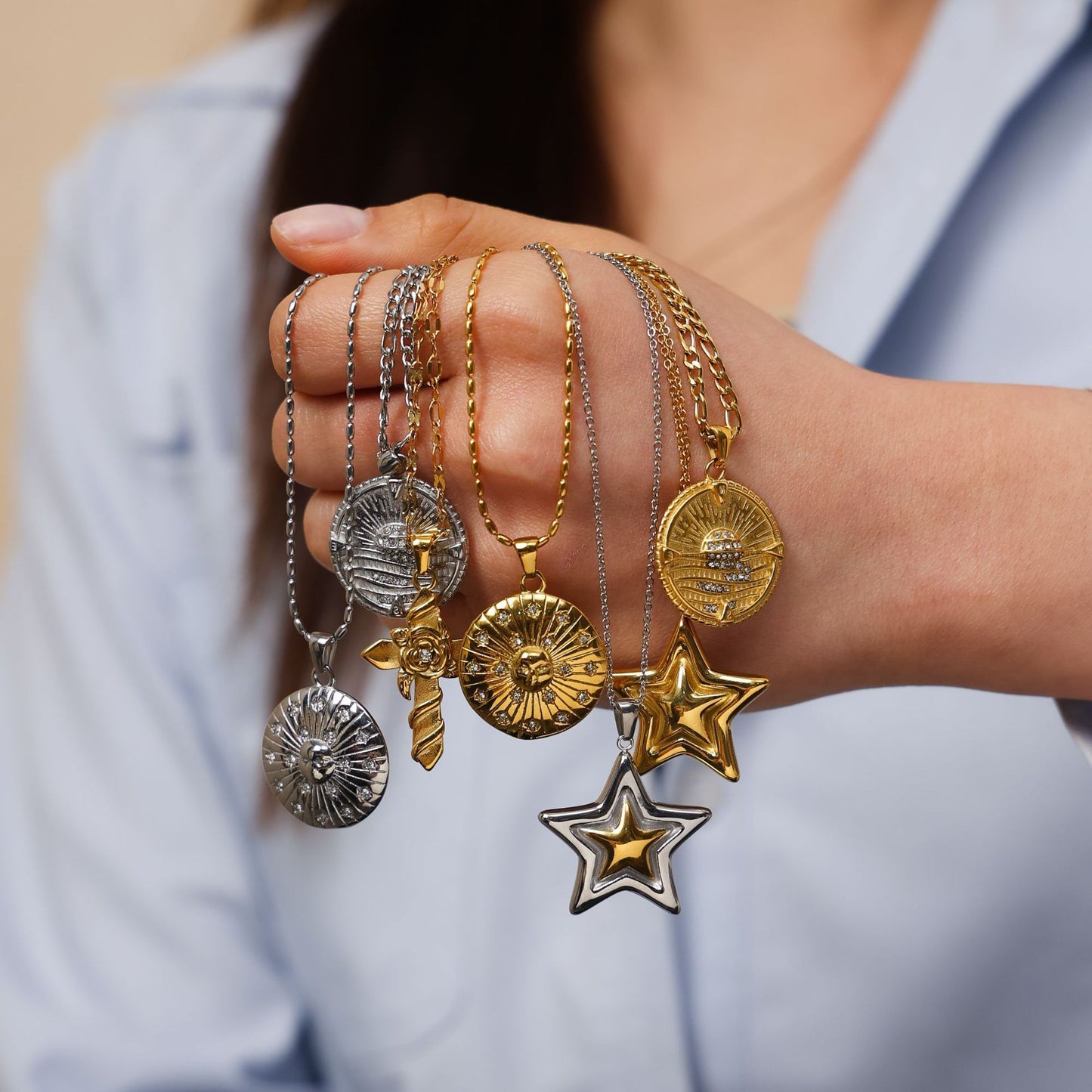 Notes Necklace For Women Made Of Durable Titanium Steel In Elegant Golden Color