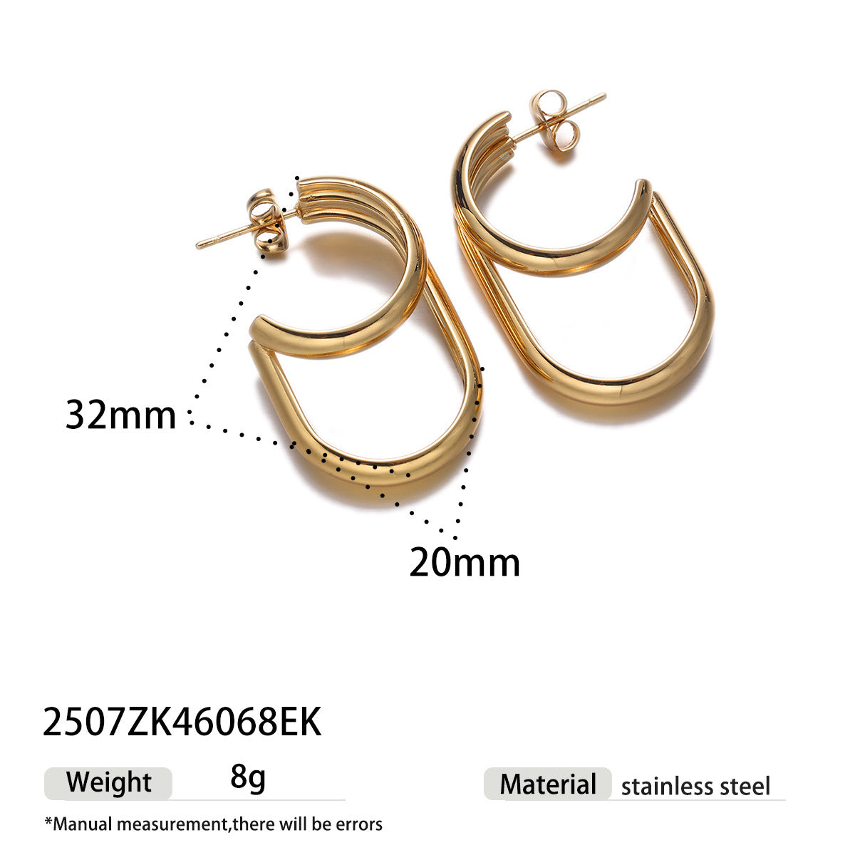 For Stud Earrings Made Of Titanium Steel With 18K Real Gold Plated Finish