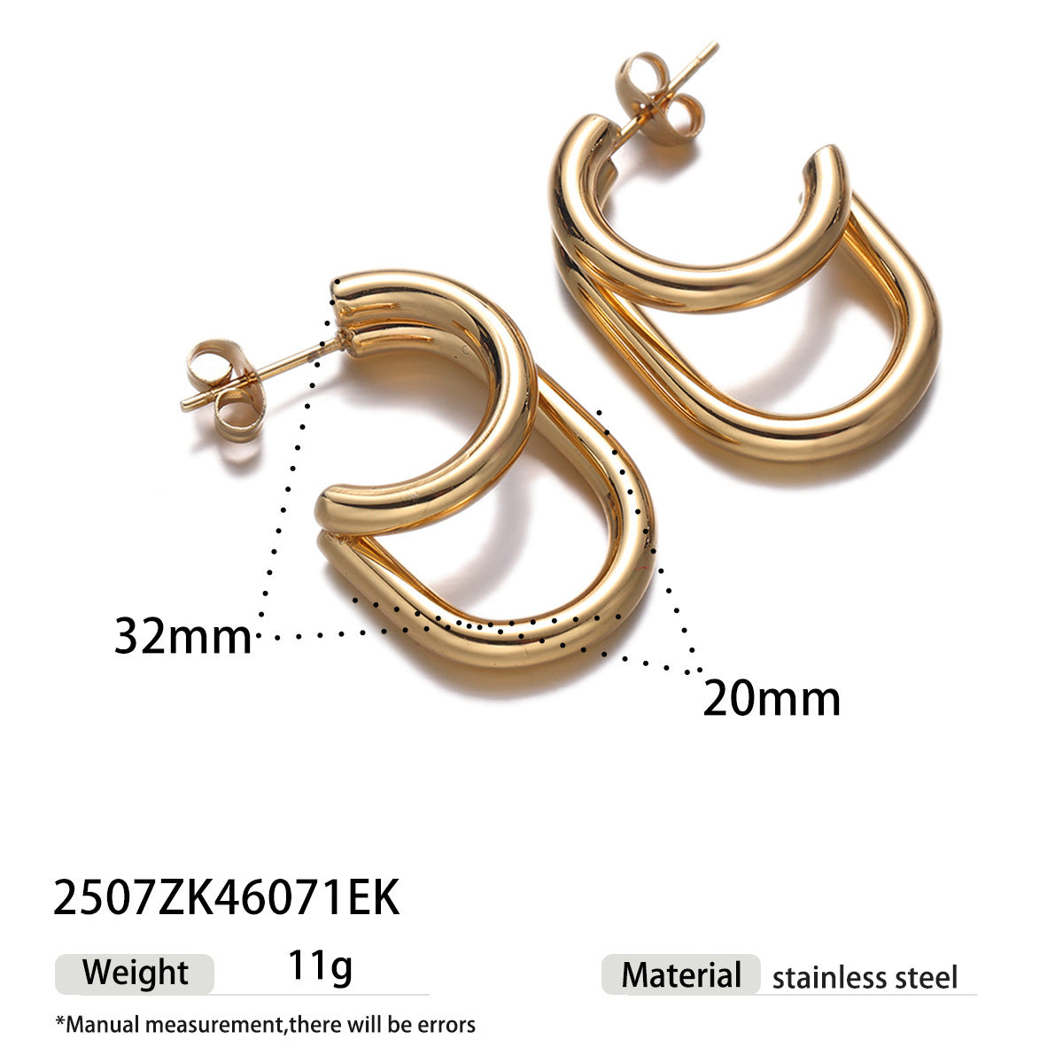 For Stud Earrings Made Of Titanium Steel With 18K Real Gold Plated Finish