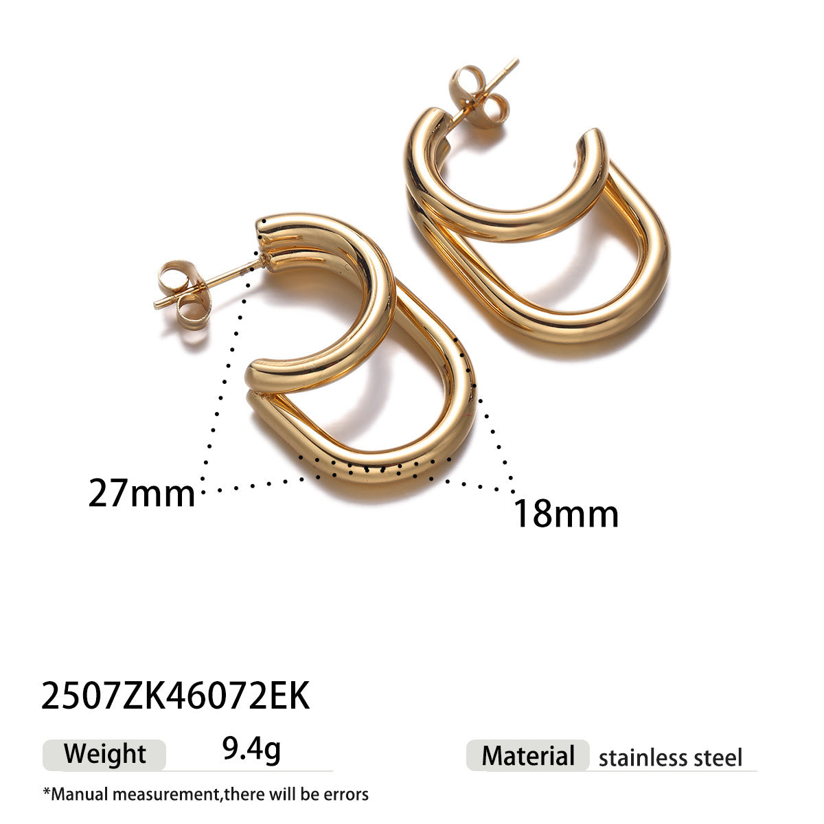 For Stud Earrings Made Of Titanium Steel With 18K Real Gold Plated Finish