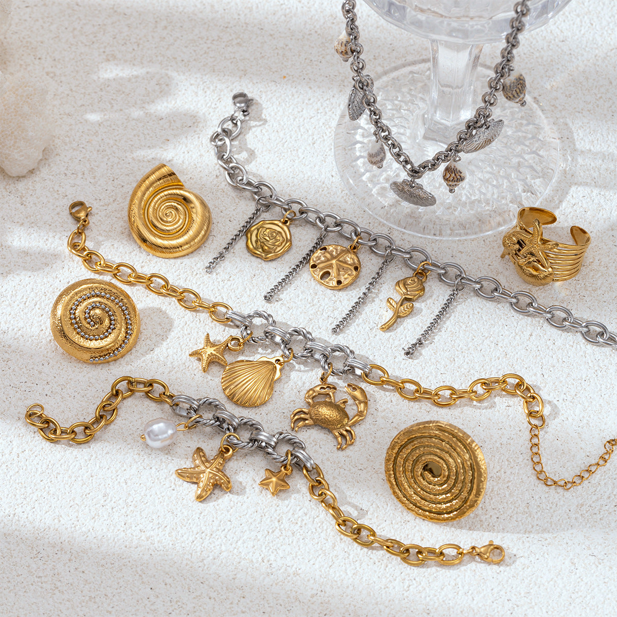 Ocean For Jewelry Set In Elegant Golden Color