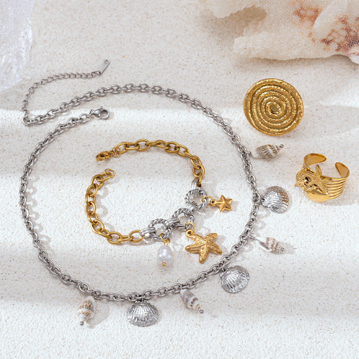 Ocean For Jewelry Set In Elegant Golden Color