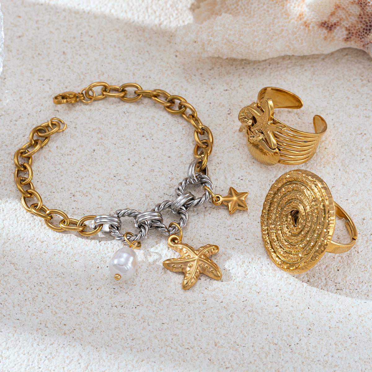 Ocean For Jewelry Set In Elegant Golden Color