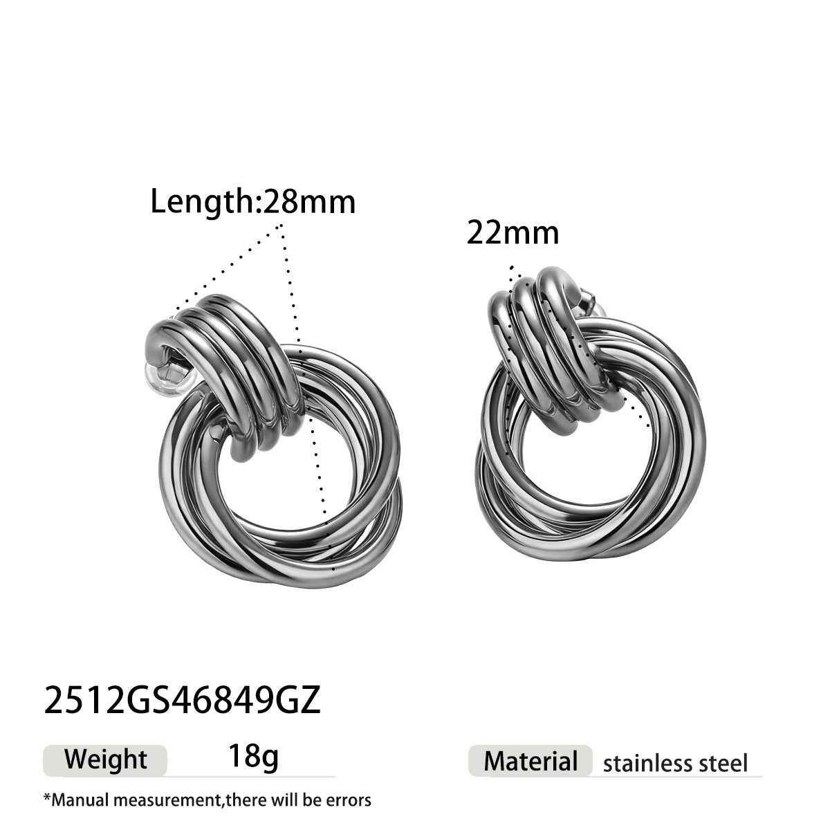 Geometric Stud Earrings For Women In Golden Titanium Steel