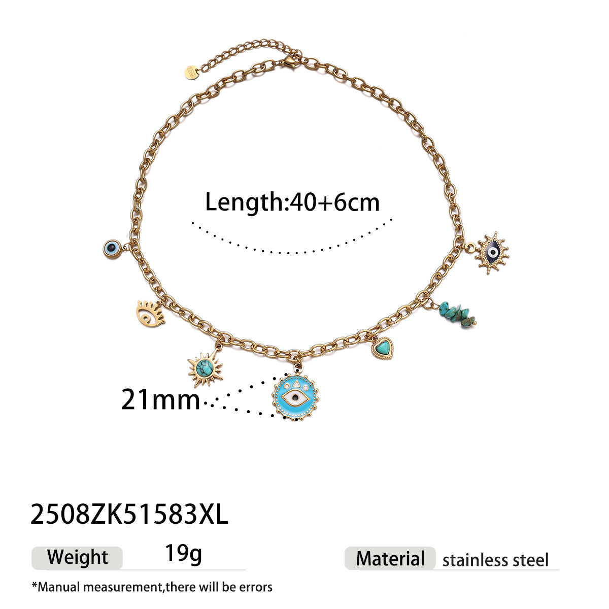 Devil's Eye Necklace For Women Made Of Durable Titanium Steel In Steel Color