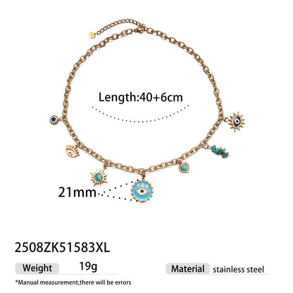 Devil's Eye Necklace For Women Made Of Durable Titanium Steel In Steel Color