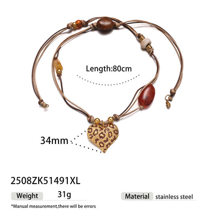 Heart Shape Pendant Necklace For Women In Durable Titanium Steel, Featuring Elegant Steel Color Finish