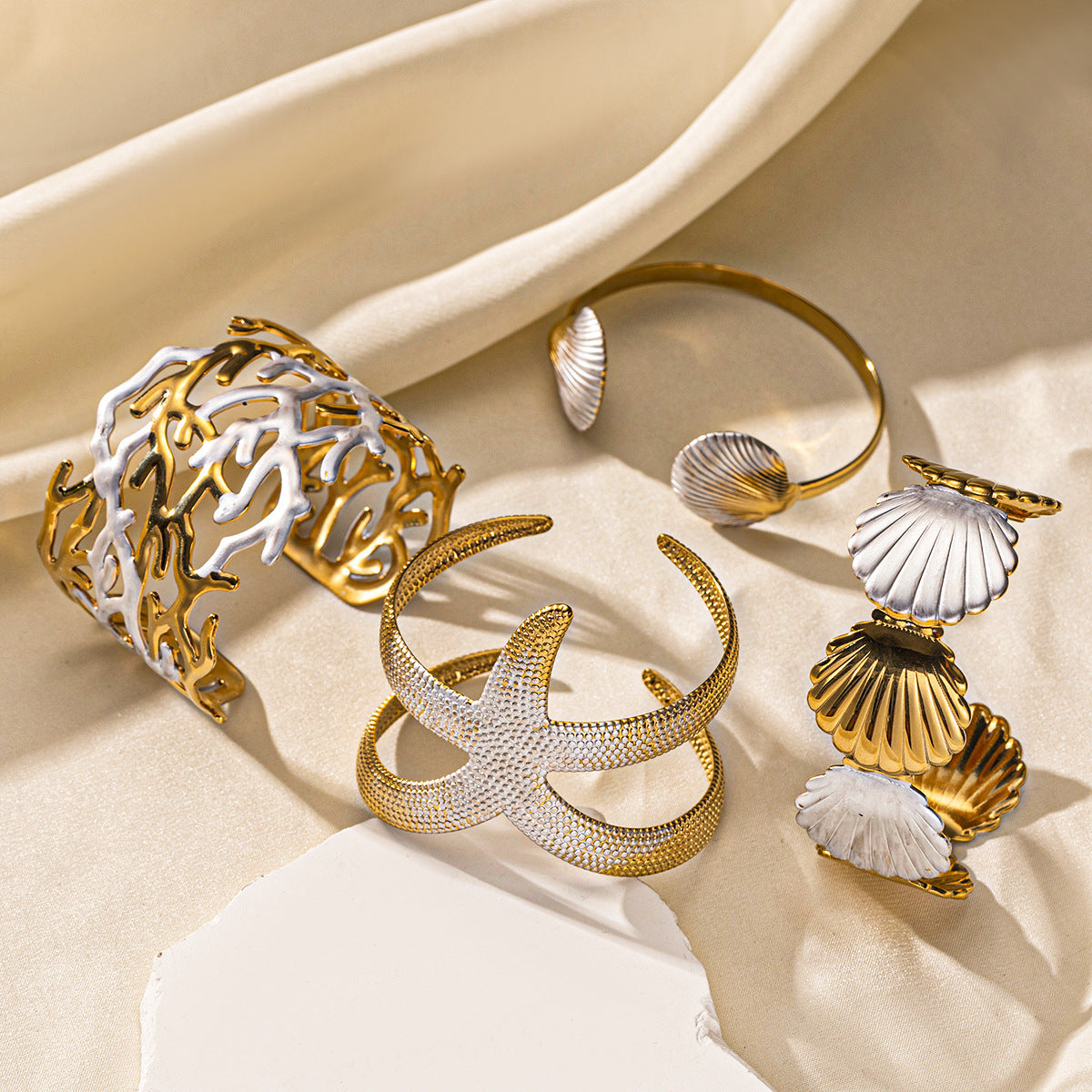 For Shell Bangle In Marine Style Made Of Durable 304 Stainless Steel