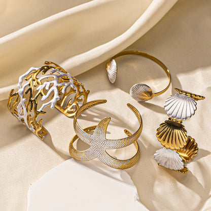 For Shell Bangle In Marine Style Made Of Durable 304 Stainless Steel