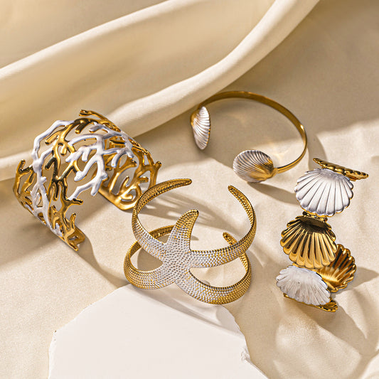 For Shell Bangle In Marine Style Made Of Durable 304 Stainless Steel