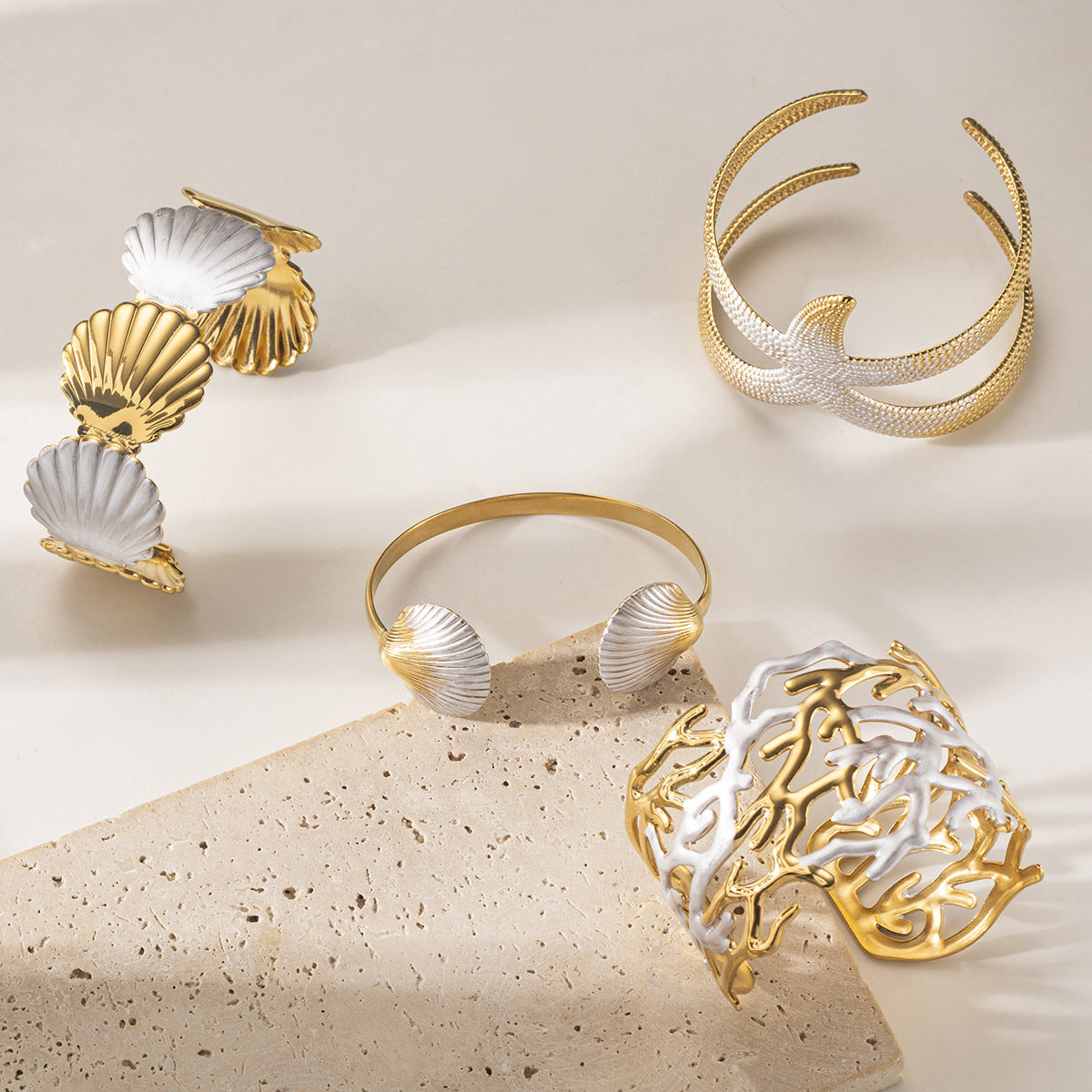 For Shell Bangle In Marine Style Made Of Durable 304 Stainless Steel