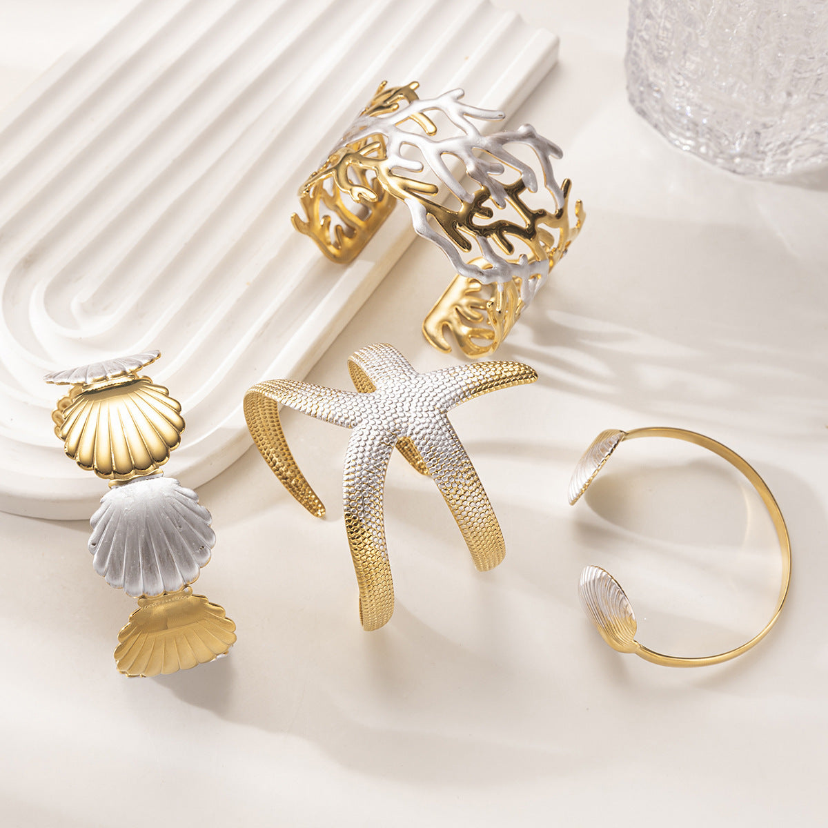For Shell Bangle In Marine Style Made Of Durable 304 Stainless Steel