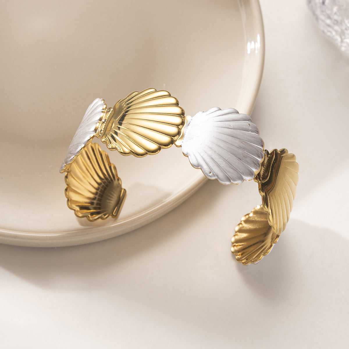 For Shell Bangle In Marine Style Made Of Durable 304 Stainless Steel