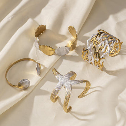 For Shell Bangle In Marine Style Made Of Durable 304 Stainless Steel