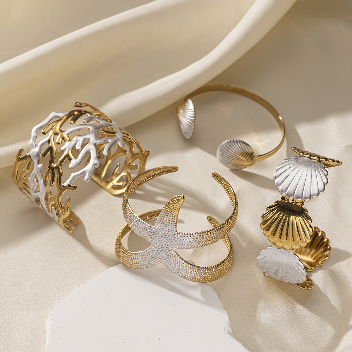 For Shell Bangle In Marine Style Made Of Durable 304 Stainless Steel