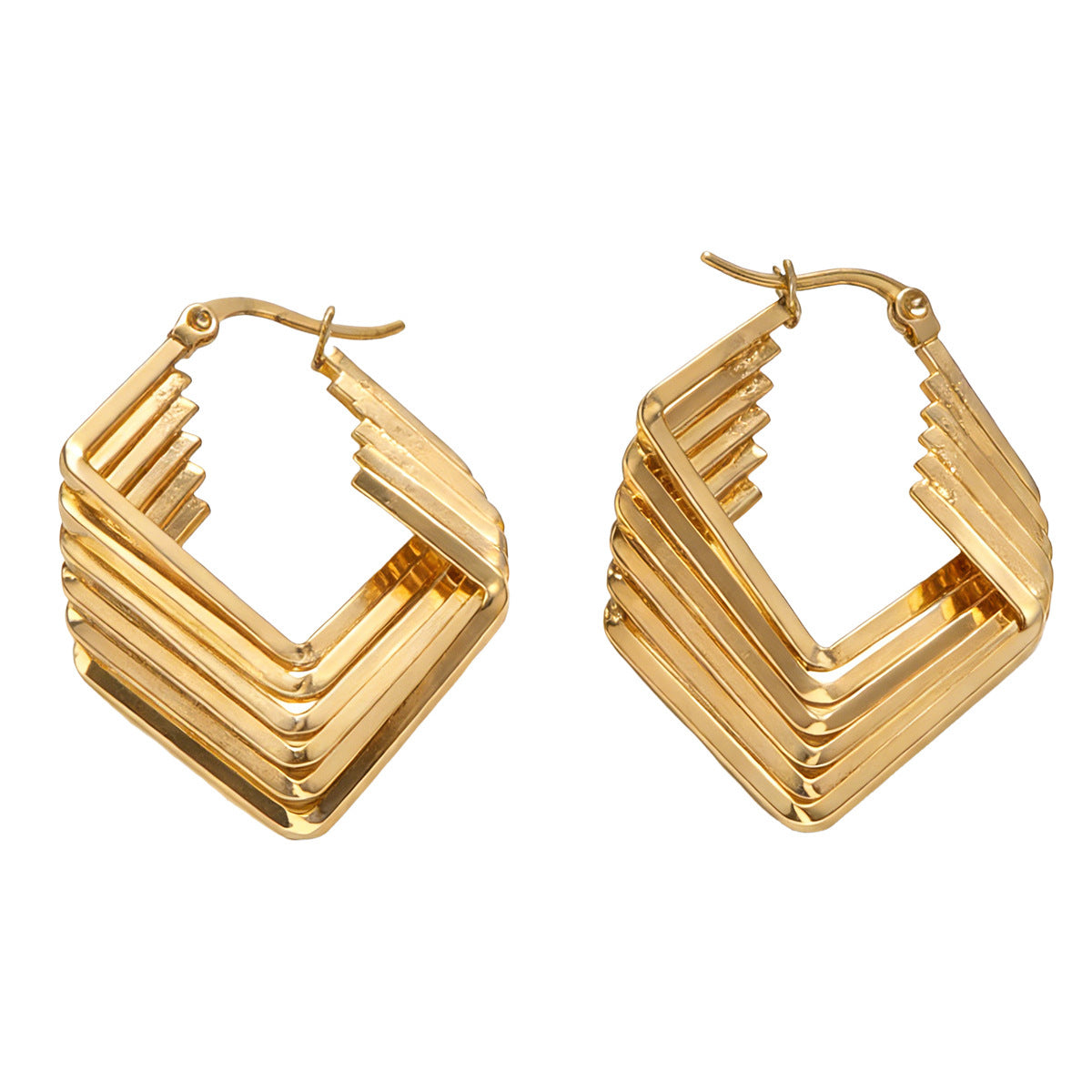 Irregular Stud Earrings For Women Made Of Durable Titanium Steel In Elegant Golden Color