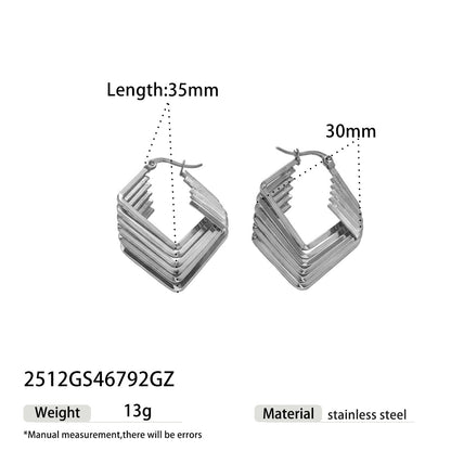 Irregular Stud Earrings For Women Made Of Durable Titanium Steel In Elegant Golden Color