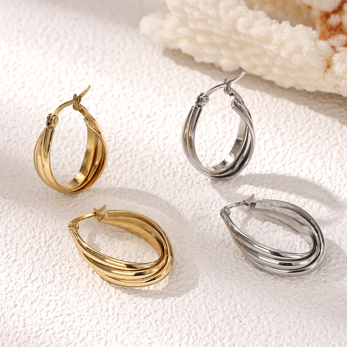 Sweet Circle Stud Earrings For Women In Steel Color, Made Of Durable 304 Stainless Steel