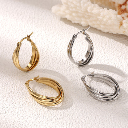 Sweet Circle Stud Earrings For Women In Steel Color, Made Of Durable 304 Stainless Steel
