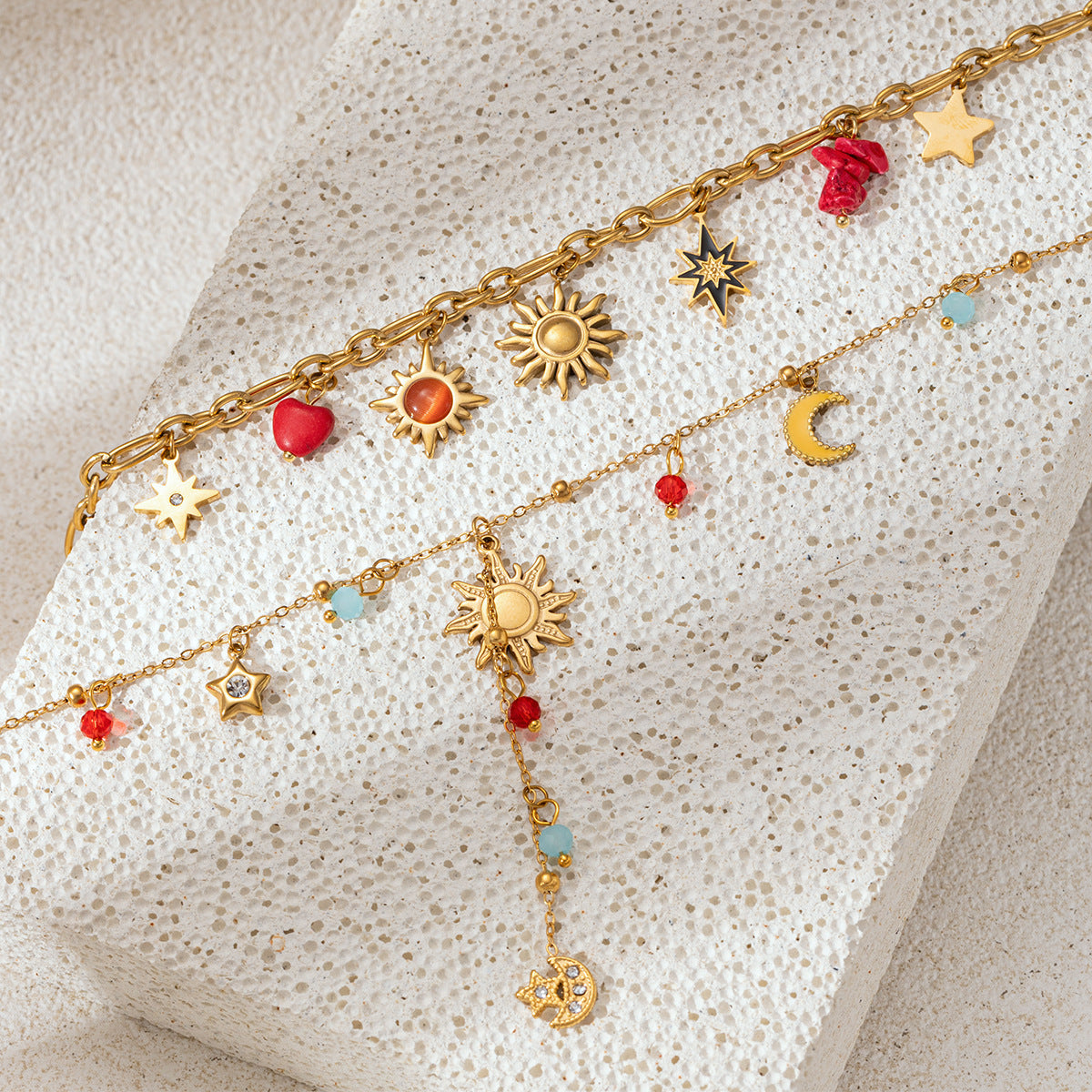 For Multi Charms Necklace In Steel Color, Stylish And Durable Accessory
