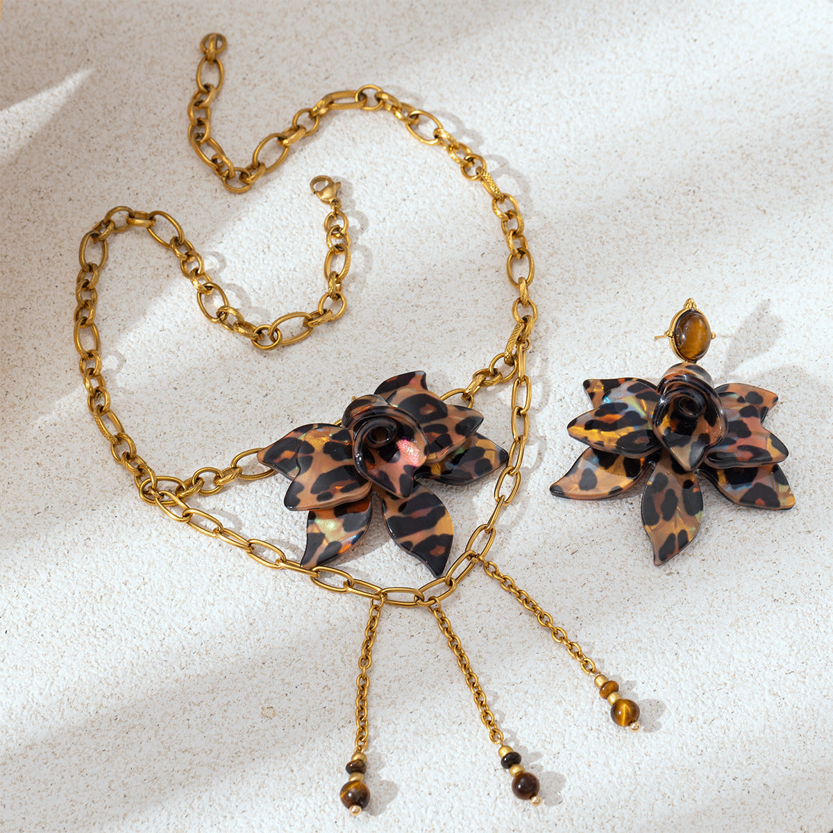 Flowers Jewelry Set For Women Featuring Acrylic Inlay, Available In 1 Set