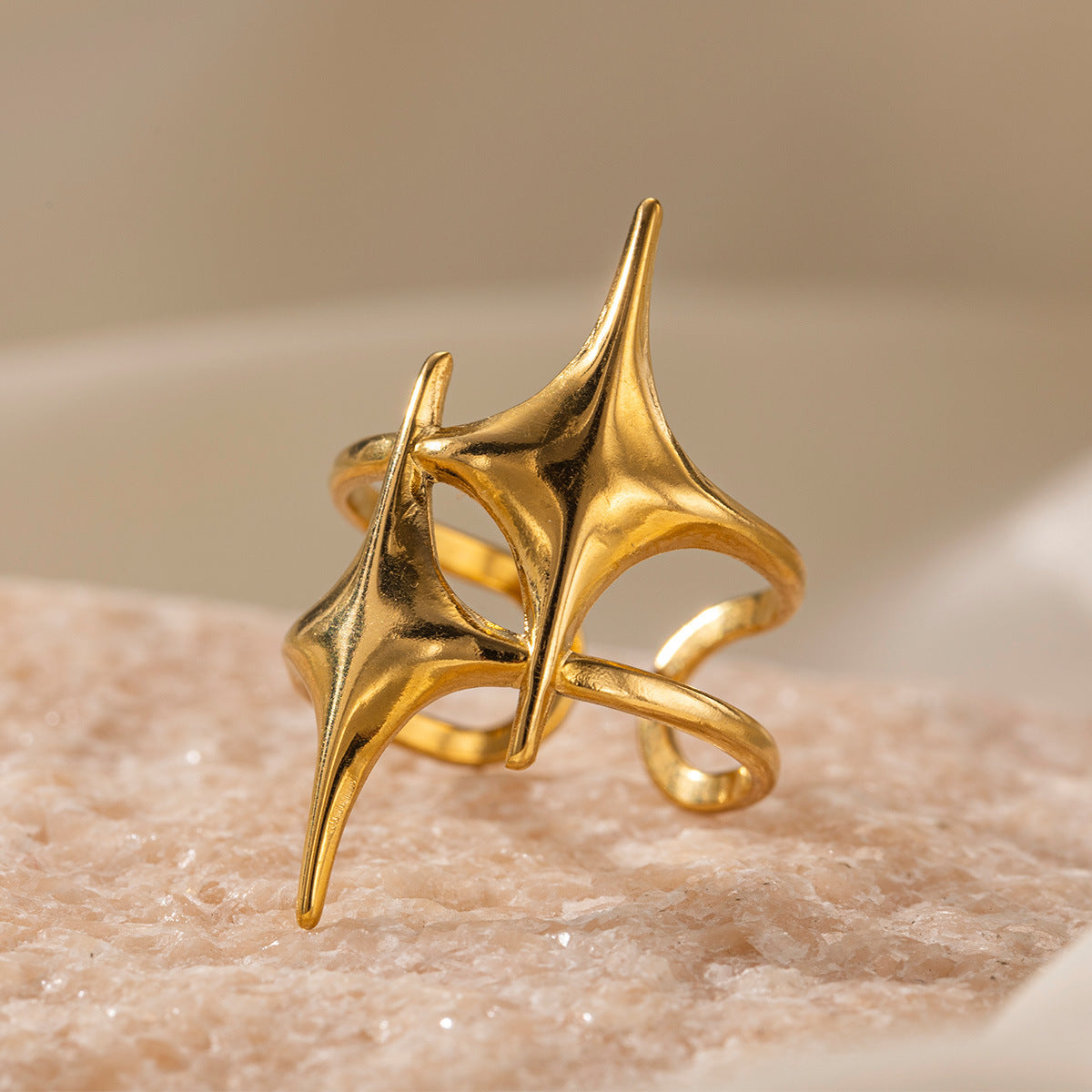 Leaf Pattern Earrings For Women In Golden Titanium Steel