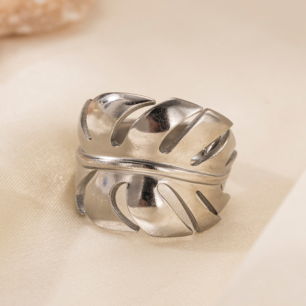 Leaf Pattern Earrings For Women In Golden Titanium Steel