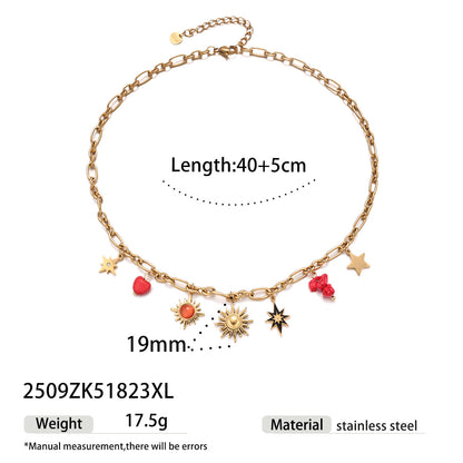 For Multi Charms Necklace In Steel Color, Stylish And Durable Accessory