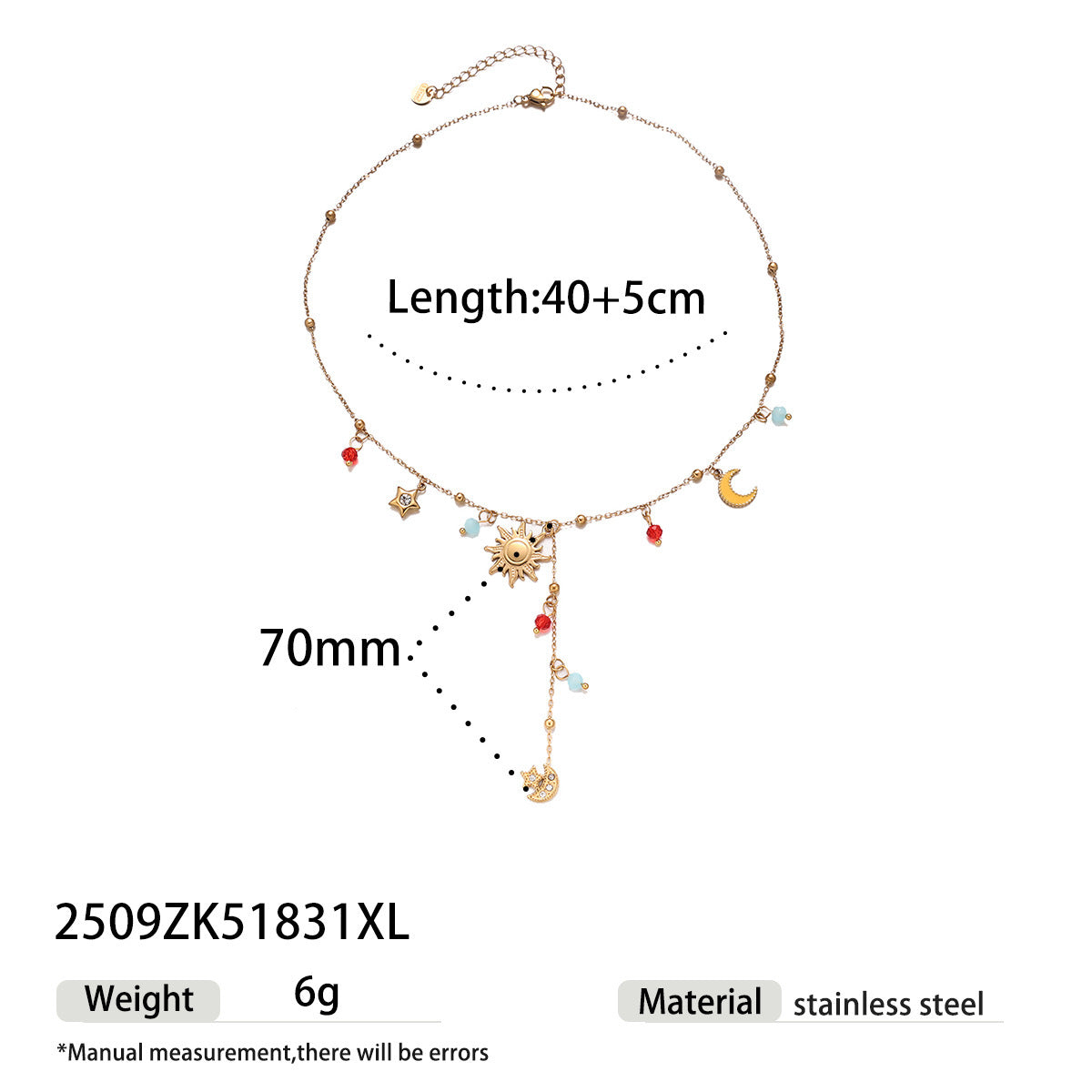 For Multi Charms Necklace In Steel Color, Stylish And Durable Accessory