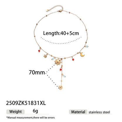 For Multi Charms Necklace In Steel Color, Stylish And Durable Accessory